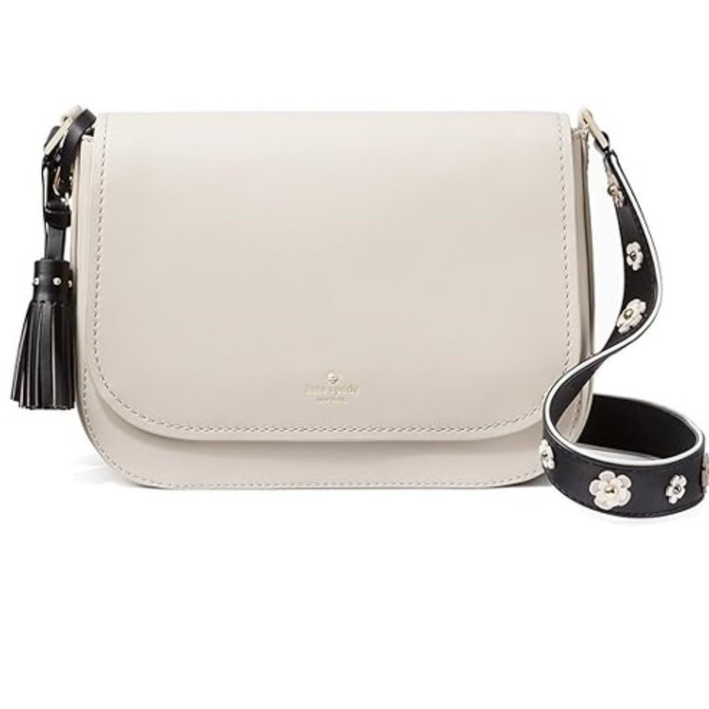 RARE! Kate Spade Crescent Street Lietta Leather Bag, Crisp Linen LIKE NEW